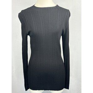M.M. Lafleur New York Black Ribbed Long Sleeve Top Size S